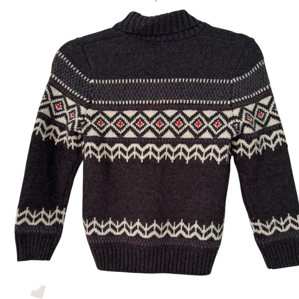 Oshkosh Fair Isle Chunky Knit Shawl Collar Sweater Youth Size 6 Gray - Picture 2 of 7